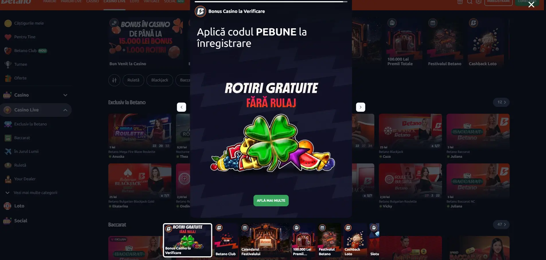 betano bonus fara depunere