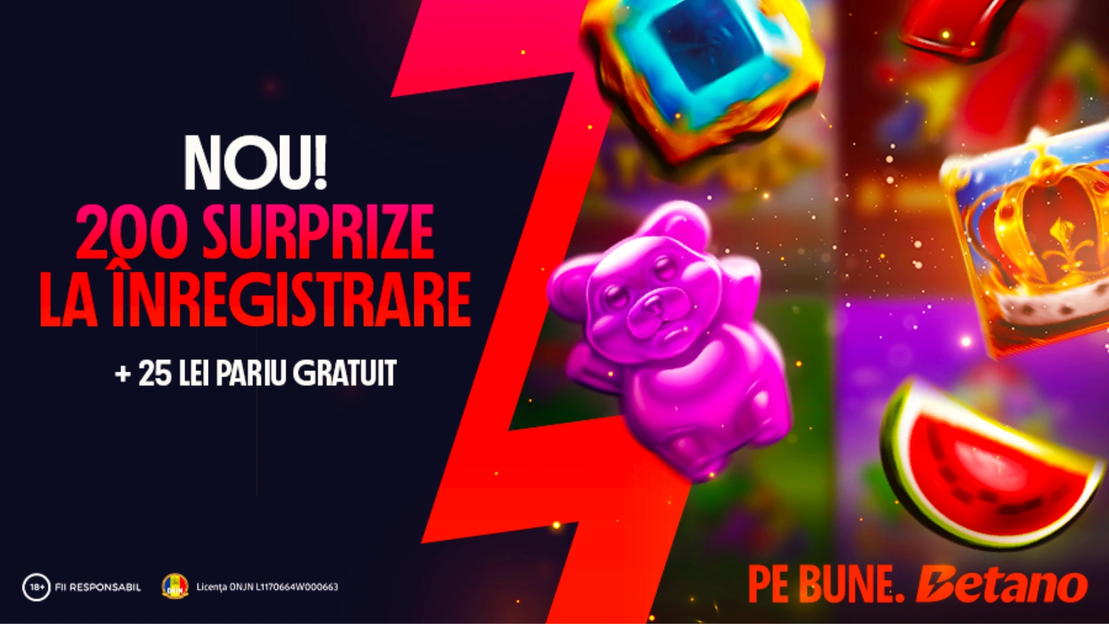 Betano: 200 Rotiri Gratuite Fără Depunere + 25 lei Free Bet