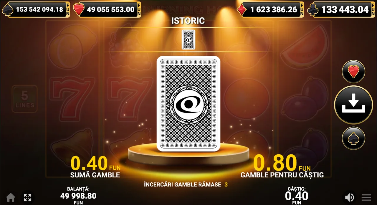 Funcția Gamble: ghicești culoarea cărții și dublezi câștigul