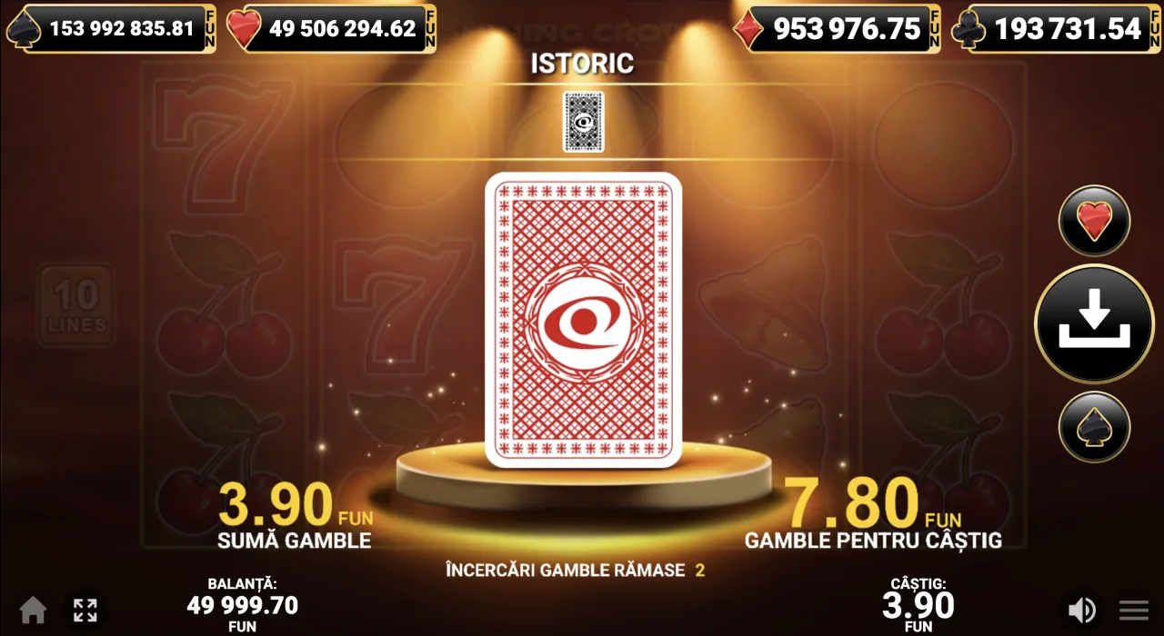 Shining Crown funcția gamble cu alegerea culorii cărții