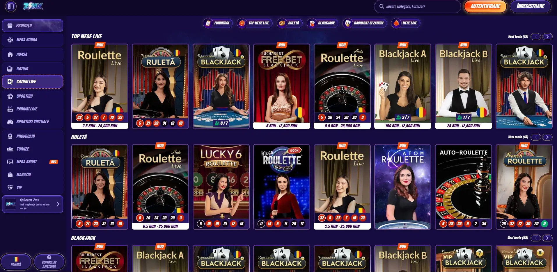 zinx live casino
